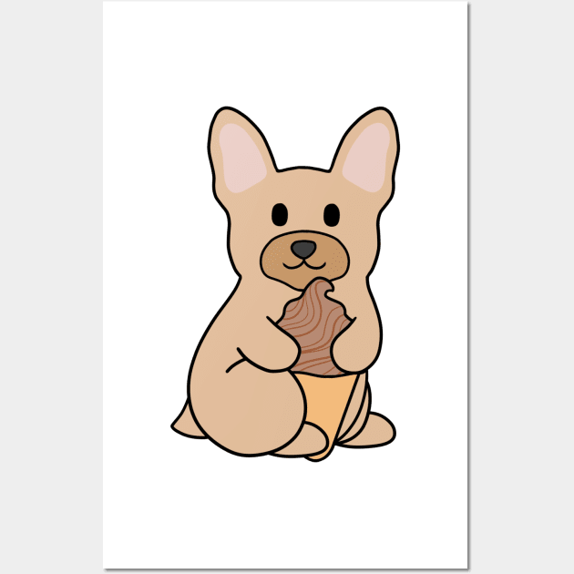 Cream French Bulldog Ice Cream Chocolate Wall Art by BiscuitSnack